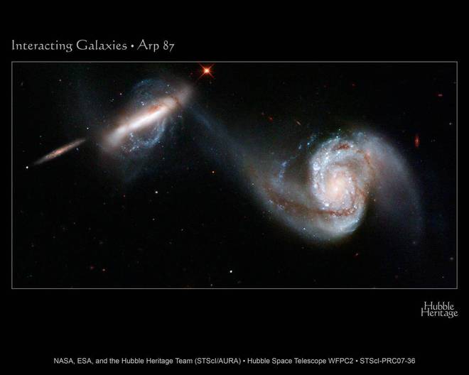 如果两个星系之间相互碰撞那么就会产生非常有趣的结果(图2)