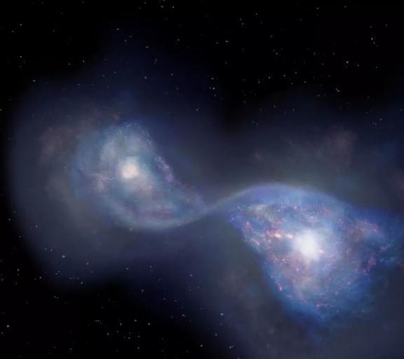 科学家发现星系间的桥梁接近光速的电子建起了一座射电桥(图5)